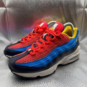 Size 7Y Nike Air Max 95 Now GS Crimson Blue Kids Lace-Up Sneaker Shoe AV2289-600